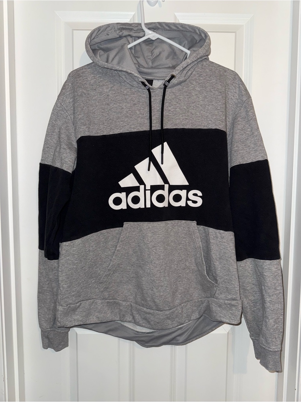 adidas Gray and Black Logo Pullover Hoodie